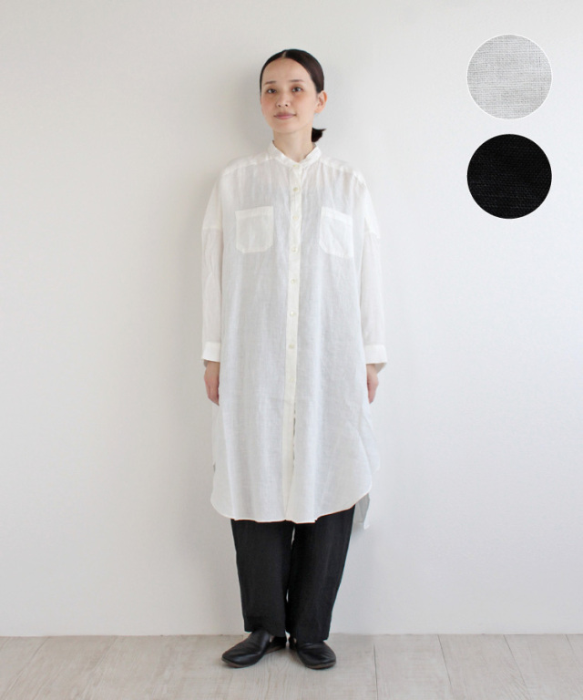 nofl】リトアニアリネン薄手ロングシャツワンピース 644208540  