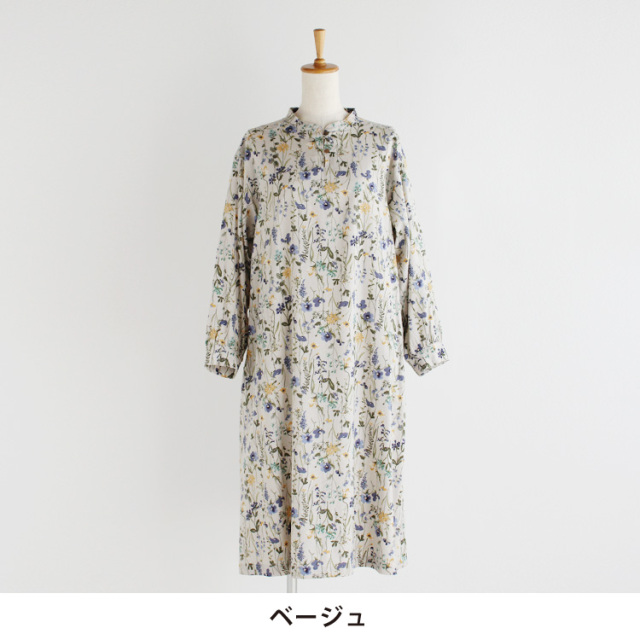 nofl】綿レーヨンウールボタニカルワンピース 644206380