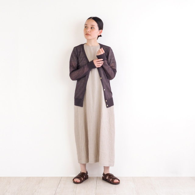 nofl】リネンワッシャー後ろあき半袖ワンピース 644209050  