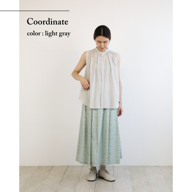 nofl】荒炊き染め綿ローンノースリーブブラウス 644210280