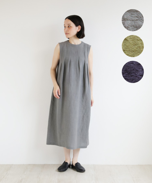 nofl】綿麻天日干しタックノースリーブワンピース 644210470