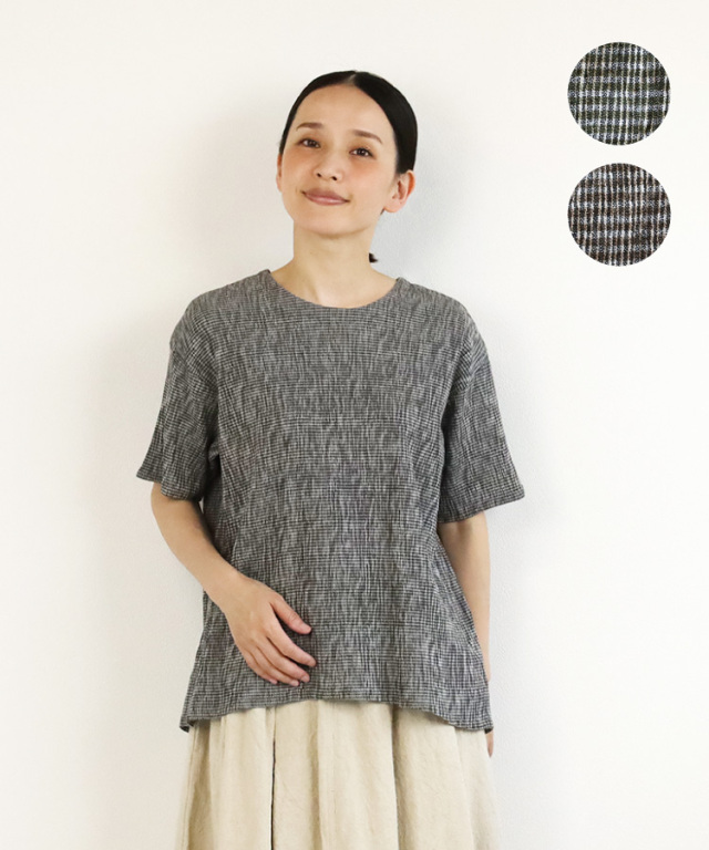 nofl】高島ちぢみクルーネックブラウス 644210680 | ナチュラル服通販