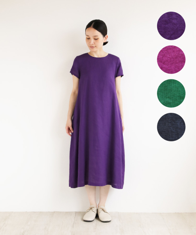 nofl】リトアニアリネン半袖ワンピース 644210720 | ナチュラル服通販