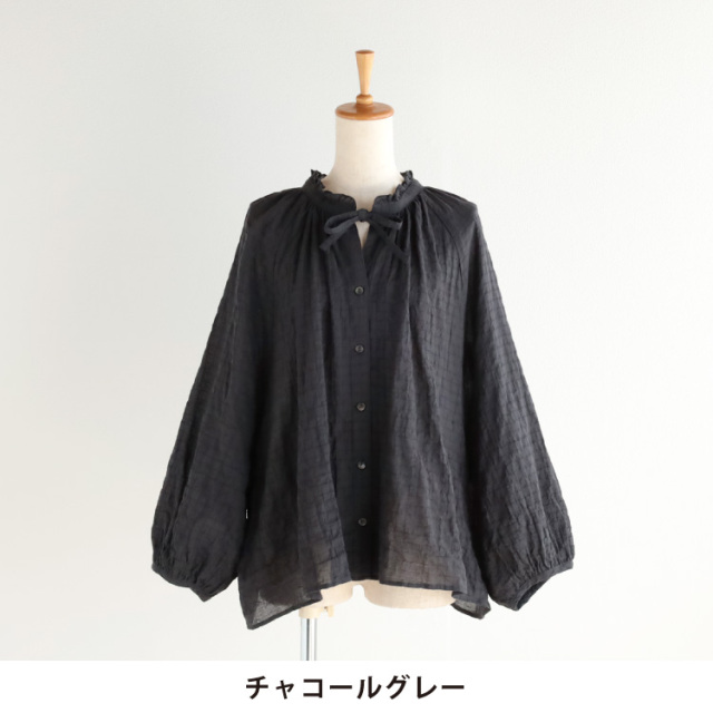 nofl】コットンシャーリングギャザーブラウス 644210760 | ナチュラル