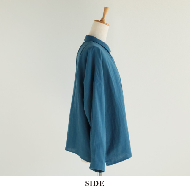 nofl】コットンガーゼオリーブオイル仕上げちび襟ブラウス 644210870