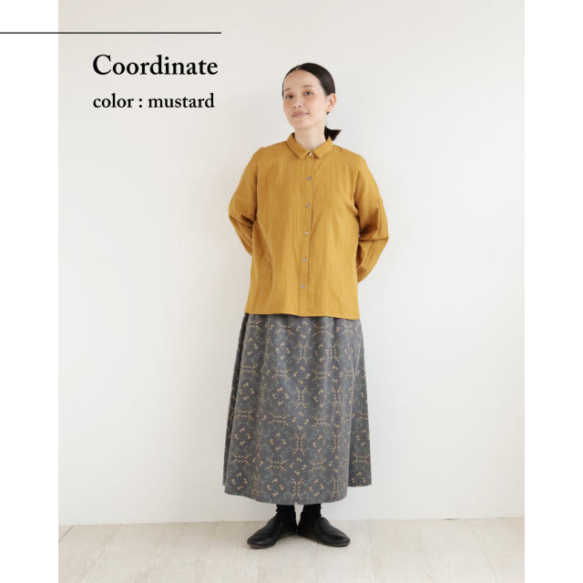 nofl】コットンガーゼオリーブオイル仕上げちび襟ブラウス 644210870