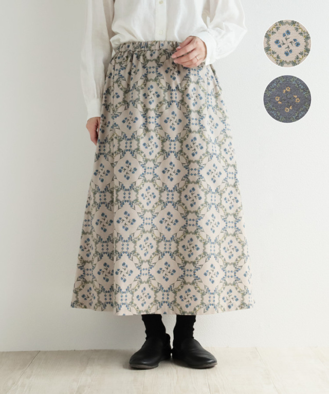 nofl】ビエラ起毛サークルフラワーAラインスカート 644211050