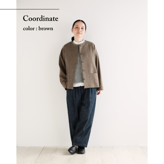 nofl】コットンツイードノーカラージャケット 644211090 | ナチュラル