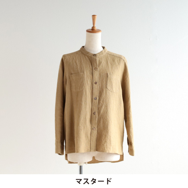 nofl】リネンウールスタンドカラーシャツ 644211280 | ナチュラル服