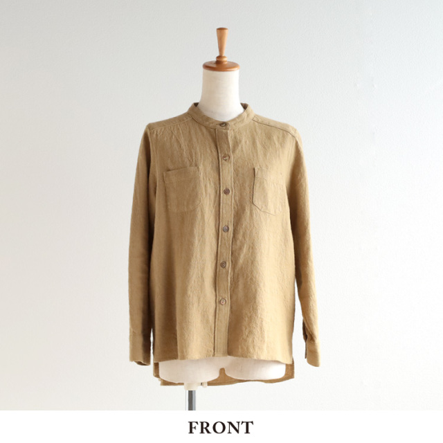 nofl】リネンウールスタンドカラーシャツ 644211280 | ナチュラル服