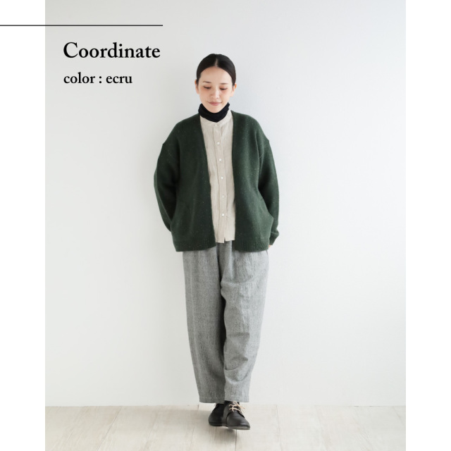 nofl】リネンウールスタンドカラーシャツ 644211280 | ナチュラル服