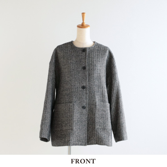 nofl】ウールリネンノーカラージャケット 644211480 | ナチュラル服