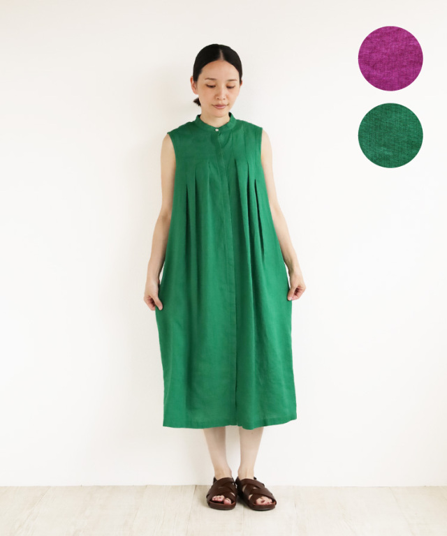 nofl】リトアニアリネン前あきノースリーブワンピース 644211530