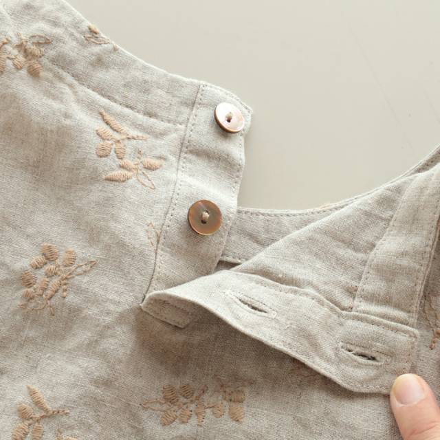 nofl】リネンオリーブ刺繍ベスト 644211870 | ナチュラル服通販サイト nofl