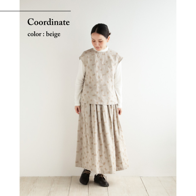 nofl】リネンオリーブ刺繍ベスト 644211870 | ナチュラル服通販サイト nofl