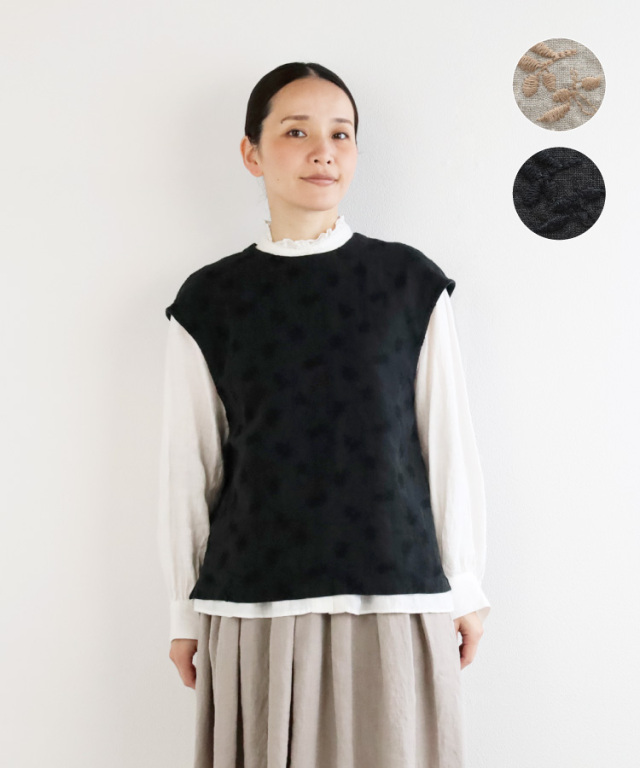 nofl】リネンオリーブ刺繍ベスト 644211870 | ナチュラル服通販サイト nofl