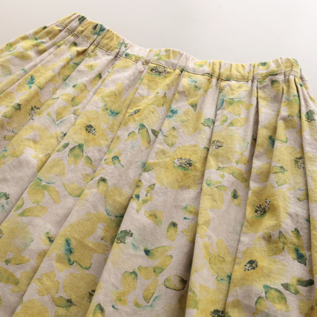 nofl】リネンコットンフラワータックスカート 644211960 | ナチュラル