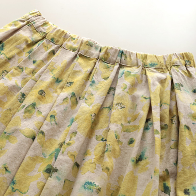 nofl】リネンコットンフラワータックスカート 644211960 | ナチュラル