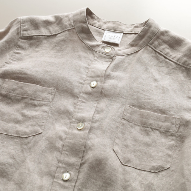 nofl】リトアニアリネンスタンドカラーシャツ 644211980 | ナチュラル