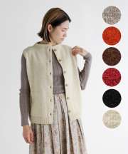 noflウールニット前あきポケット付きベスト