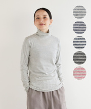 nofl オーガニックコットンフライスボーダーハイネックプルオーバー