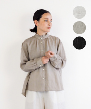 【nofl】リトアニアリネン薄手フリルブラウス