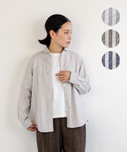 【nofl】今治ストライプラウンドカラーシャツ