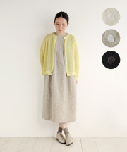 nofl リネンドット刺繍タックワンピース