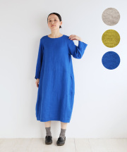 nofl リトアニアリネン九分袖バルーンワンピース