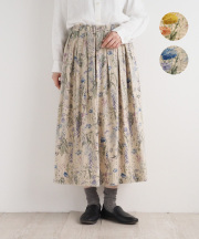 nofl リネンコットンボタニカルタックスカート