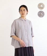 nofl リネンサンカク刺繍襟付きブラウス