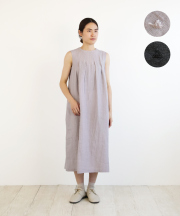 nofl リネンサンカク刺繍ノースリーブワンピース