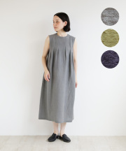 nofl 綿麻天日干しタックノースリーブワンピース
