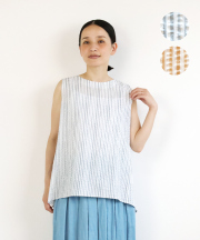 nofl リップルストライプノースリーブブラウス