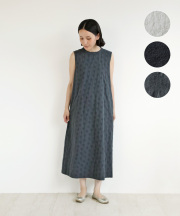 nofl コットンリネンジャガードノースリーブワンピース
