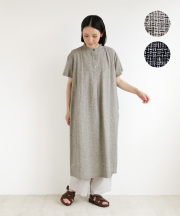 nofl コットンリネンタック半袖ワンピース