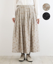 nofl リネンオリーブ刺?タックスカート