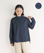 nofl コットンデニムフリルブラウス