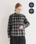nofl コットンシャギー起毛チェックブラウス