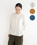 nofl コットンガーゼオリーブオイル仕上げスタンドカラーシャツ