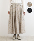 nofl リネンオリーブ刺?タックスカート