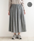 nofl リトアニアリネン千鳥柄タックロングスカート