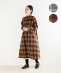 nofl コットン起毛チェックシャツワンピース