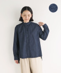 nofl コットンデニムフリルブラウス