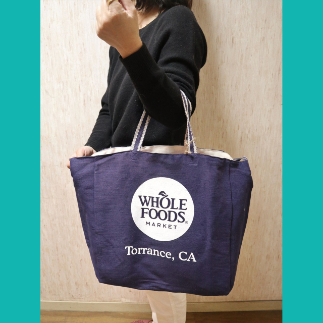 限定トート WHOLE FOODS 大判バック 紺