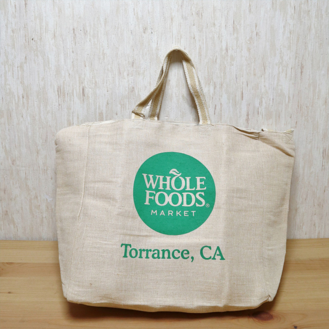 限定トート WHOLE FOODS 大判バック ナチュラル（ロゴ：白）