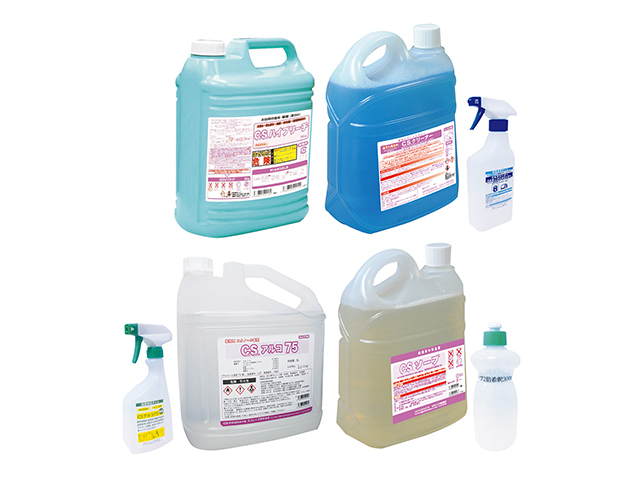 エコレイズ 店舗で使える洗剤4本セット 食器野菜洗い中性洗剤5kg+75％アルコール製剤5L+除菌漂白剤5kg+油汚れ落とし洗剤5kg