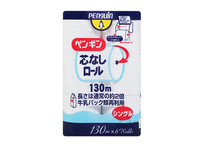 トイレットペーパー 丸富製紙 ペンギンコアレス シングル130m 6Rx10パック