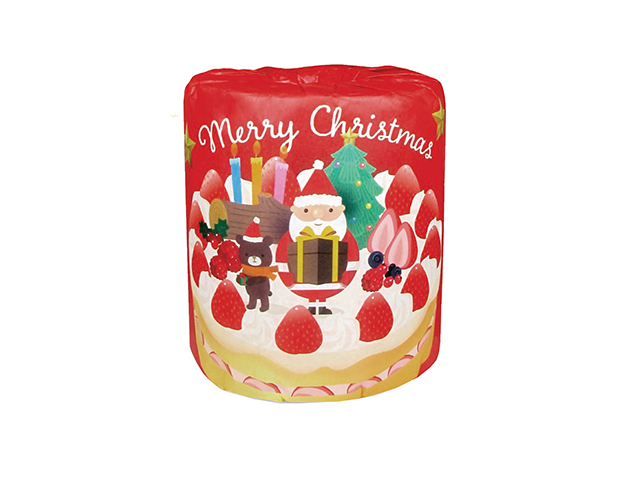 クリスマス 販促用トイレットペーパー サンタロール ダブル27.5m 個包装100個