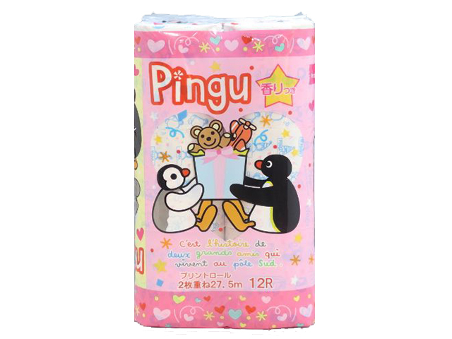 送料無料 キャラクタートイレットペーパー ピングー Pingu 27 5mダブル 12rx8パック